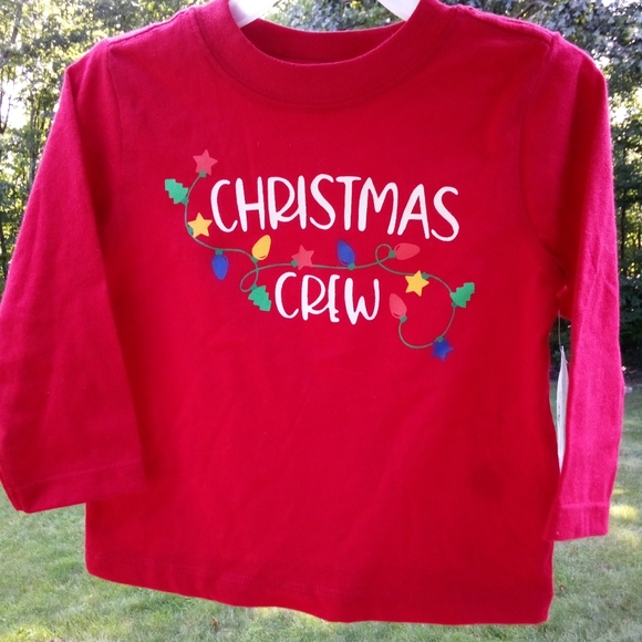 Unisex Long Sleeve RED Graphic Christmas Crew Tee Size 18 Months - Picture 5 of 6